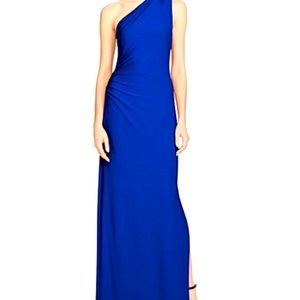 Royal Blue Ralph Lauren Floor Length One Shoulder Formal Gown - Size 10